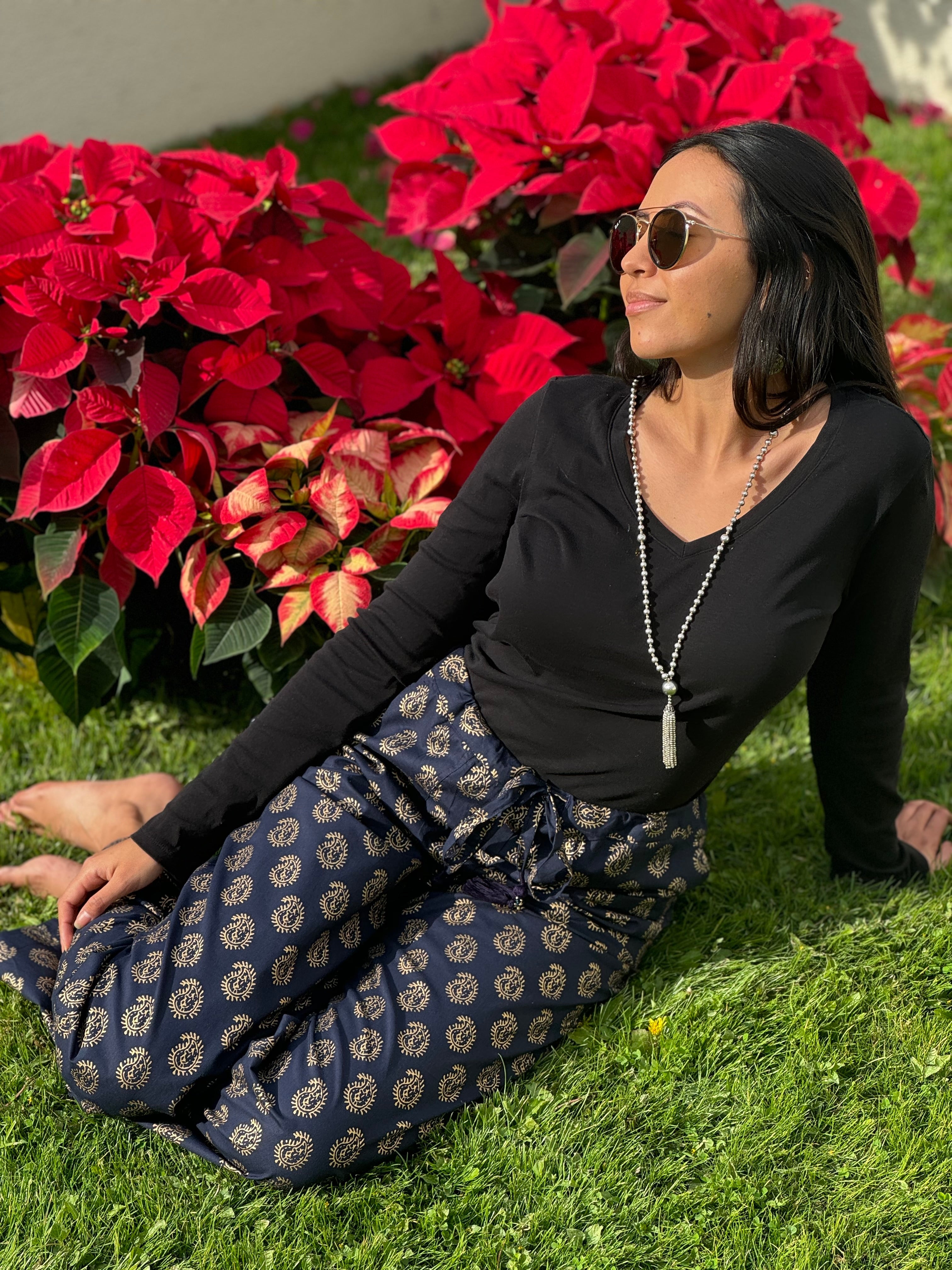 Nefertiti Navy Paisley Cotton Lounge Pant