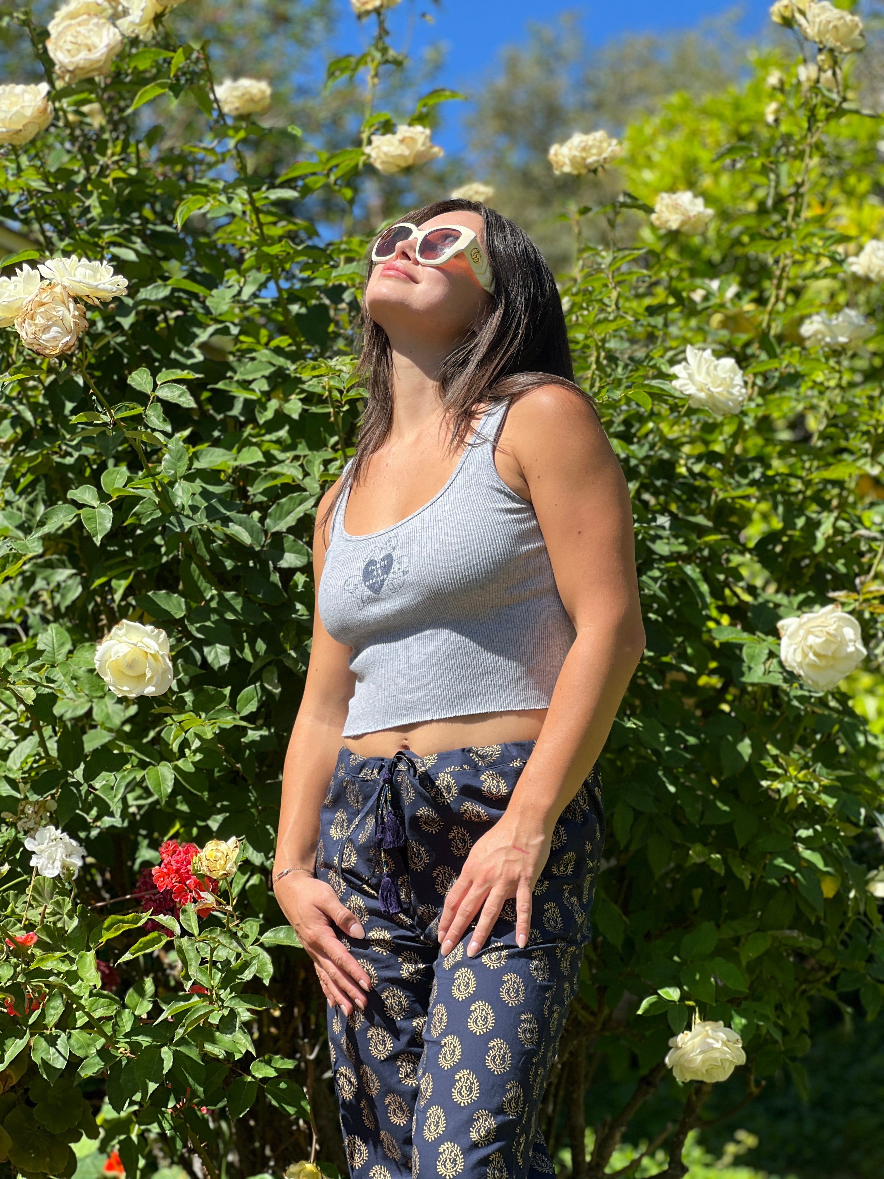 Nefertiti Navy Paisley Cotton Lounge Pant