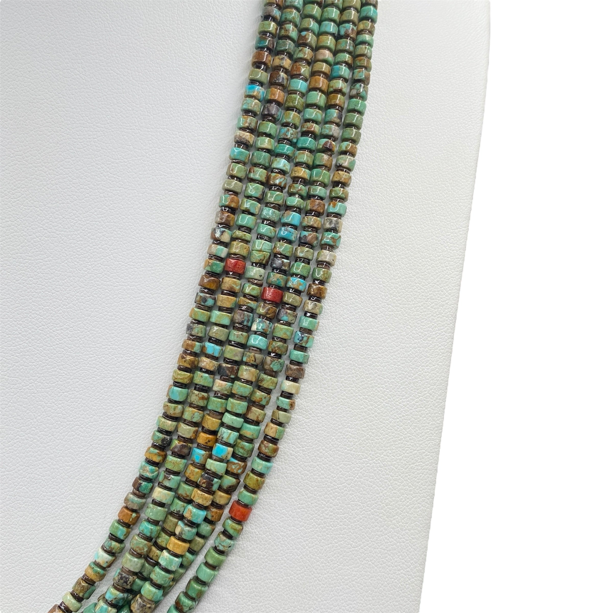 Rare King Manassa Turquoise Six Strand Heishi Necklace Santo Domingo