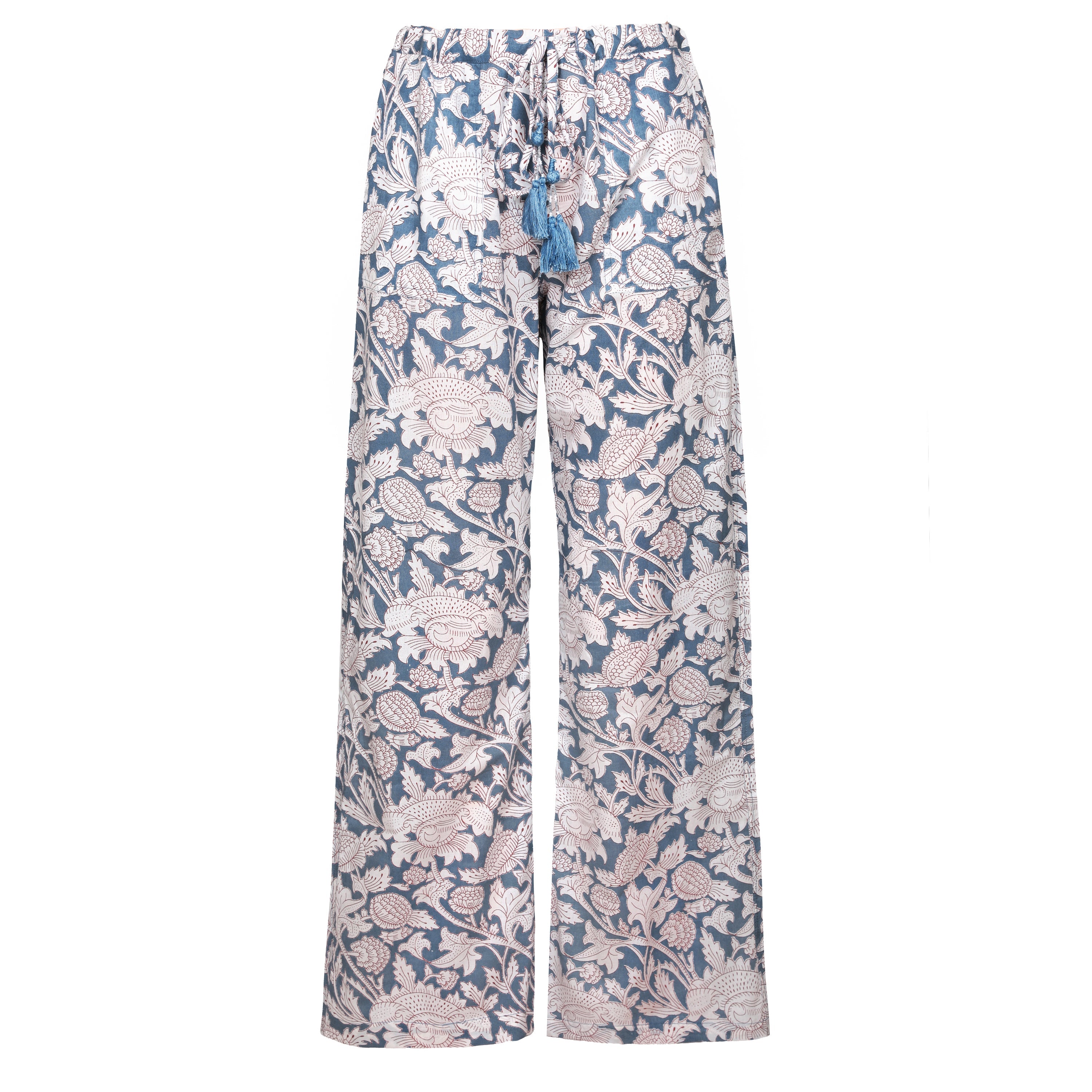 Laura Pewter Floral Cotton Lounge Pants Final Sale