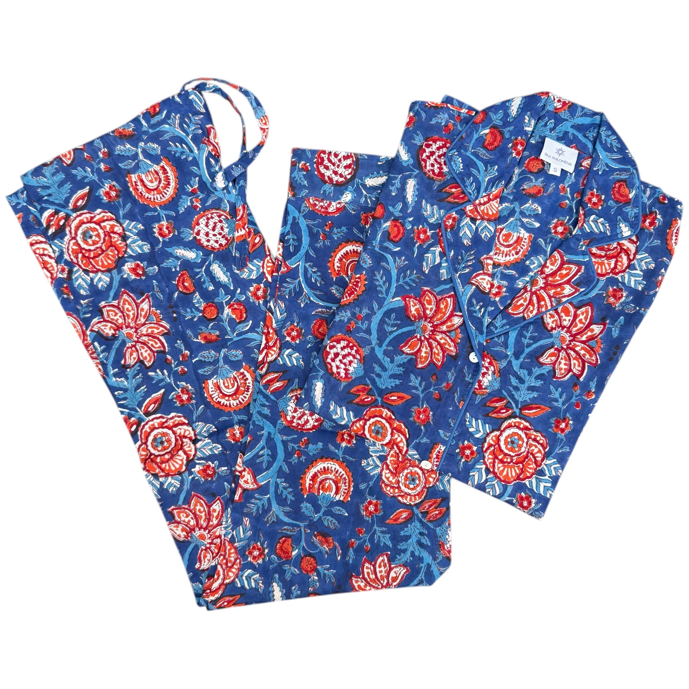 Bengaluru Blue Cotton Floral Pajamas
