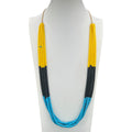 Turquoise, Black Jet, and Yellow Serpentine Necklace Santo Domingo